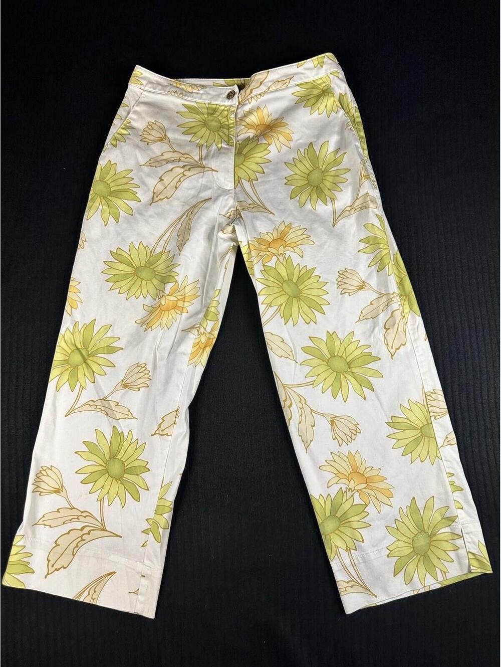 🌼✨ Banana Bay Vintage Sunflower Wide Leg Capri Pants S ✨🌼